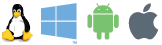 Windows, Linux, Mac OS X, Android